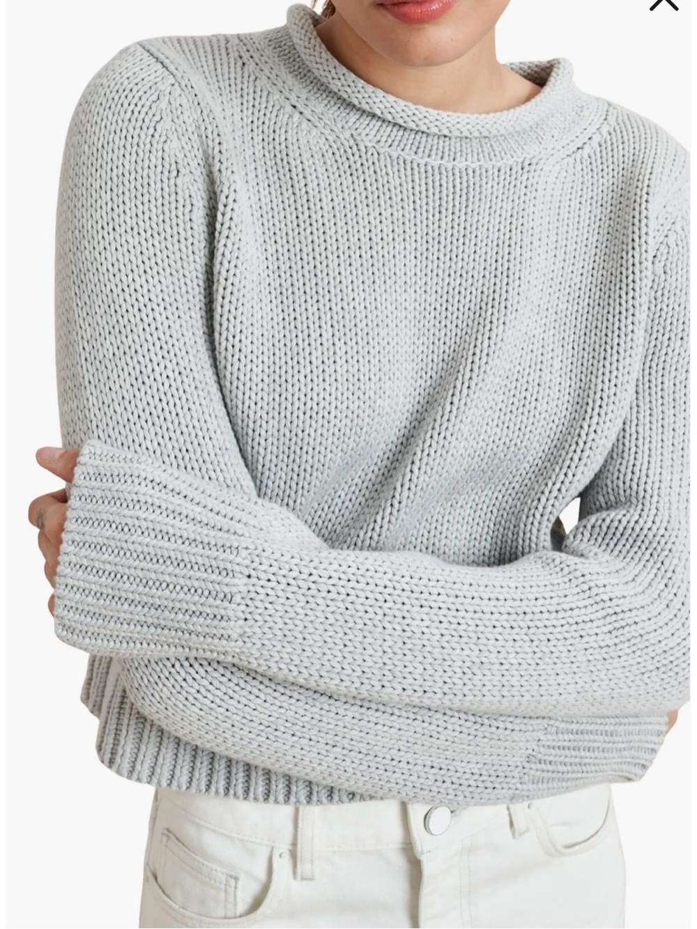 La Ligne Light Gray Chunky Turtleneck Sweater
